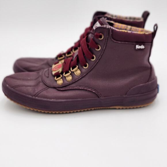 Keds Scout Fabric Lined Waxed Rain Ankle Bootie Burgundy Sneakers Size 7.5 S0048 - Picture 2 of 13